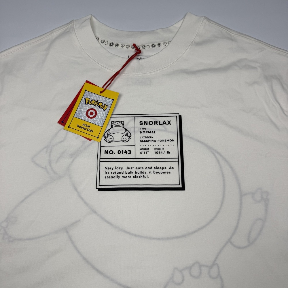Pokemon Snorlax Shirt Mens Large White Adult Trainer Target Graphic T-Shirt Tee